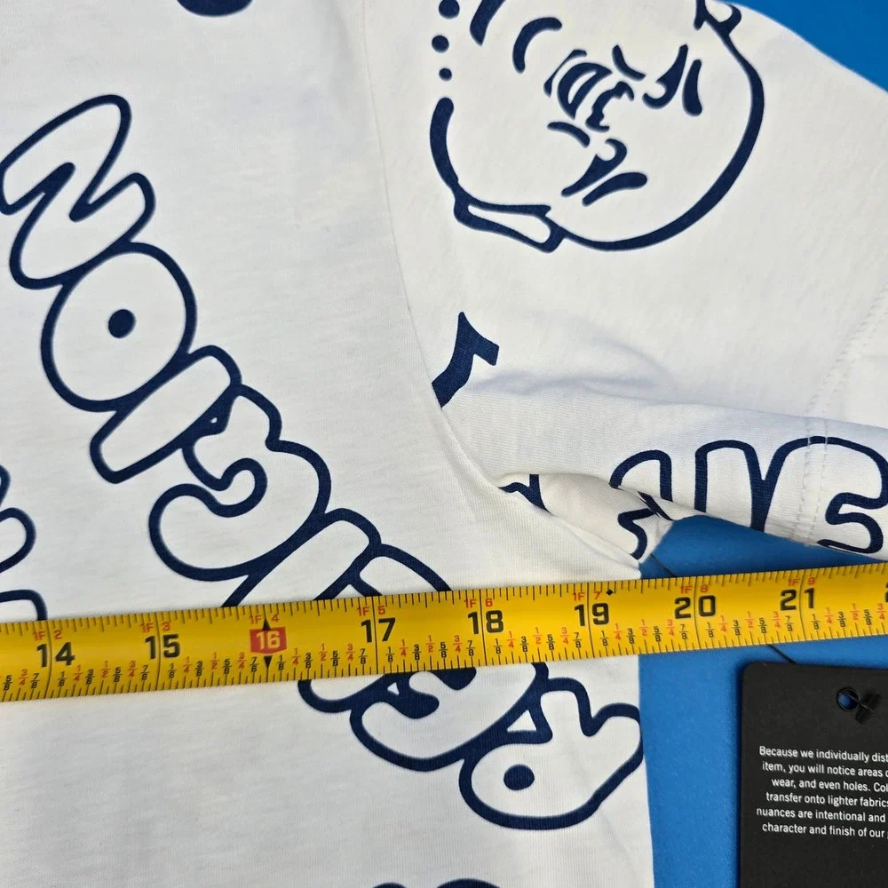 True Religion AOP Bubble Tee Buddha Print White Navy‎ Streetwear Small